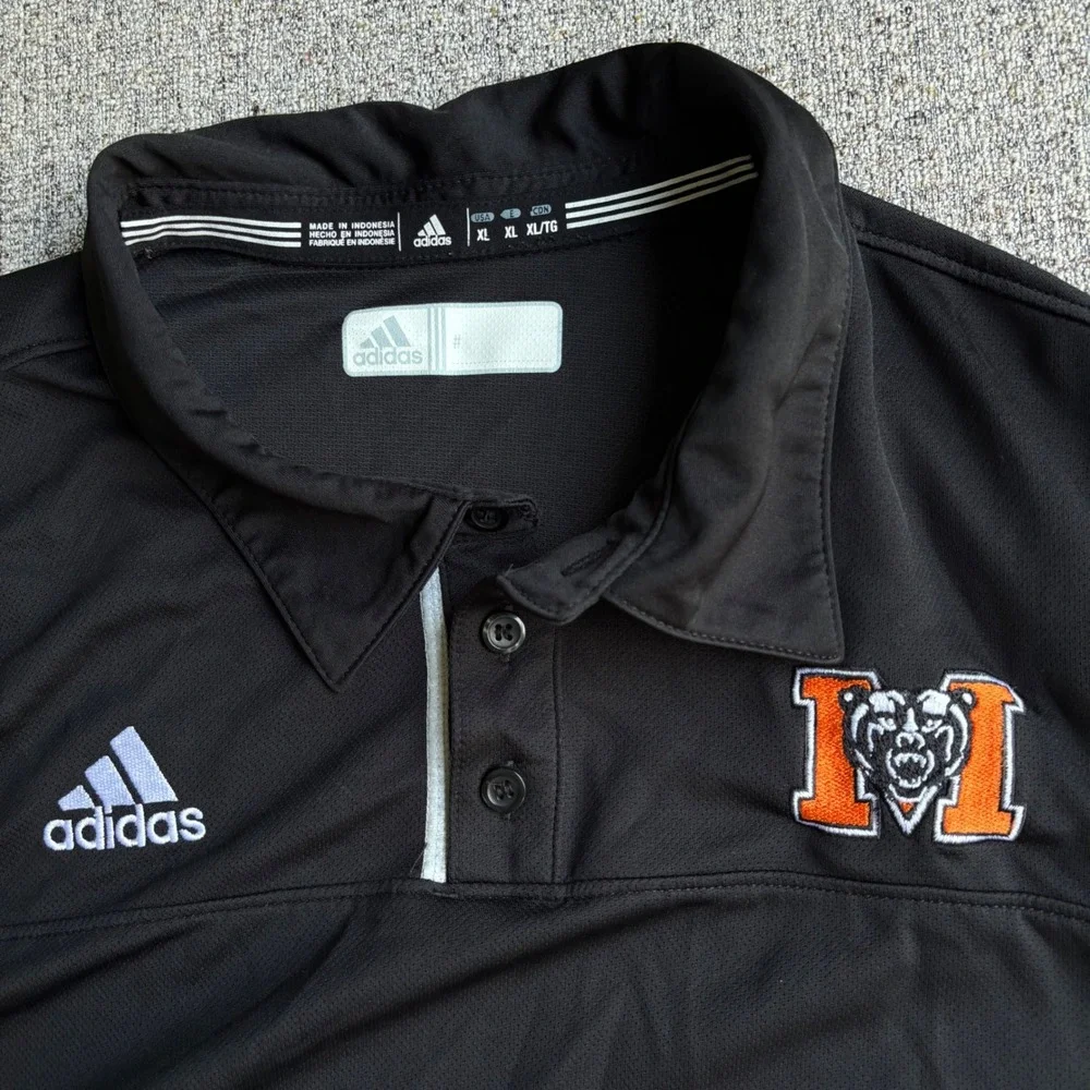 Mercer Bears Adidas Polo Shirt Men XL Black Climacool Short Sleeve Athletic Logo